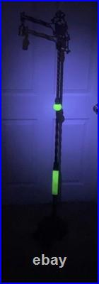 Antique Art Deco Akro Agate Jadeite Uranium Slag Glass Cast Floor Lamp Works EUC