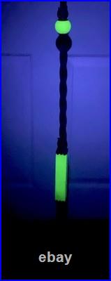 Antique Art Deco Akro Agate Jadeite Uranium Slag Glass Cast Floor Lamp Works EUC