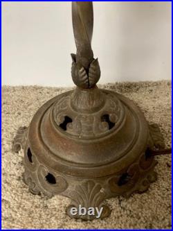 Antique Art Deco Akro Agate Jadeite Uranium Slag Glass Cast Floor Lamp Works EUC