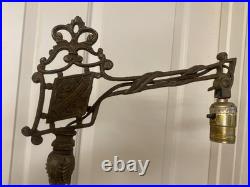 Antique Art Deco Akro Agate Jadeite Uranium Slag Glass Cast Floor Lamp Works EUC