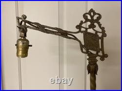 Antique Art Deco Akro Agate Jadeite Uranium Slag Glass Cast Floor Lamp Works EUC