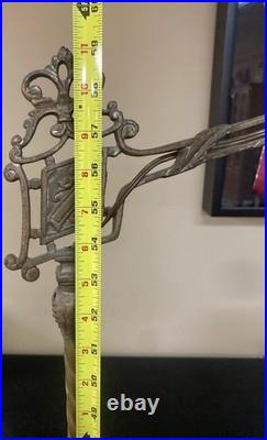 Antique Art Deco Akro Agate Jadeite Uranium Slag Glass Cast Floor Lamp Works EUC