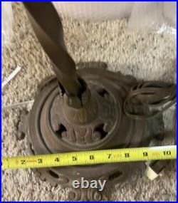 Antique Art Deco Akro Agate Jadeite Uranium Slag Glass Cast Floor Lamp Works EUC