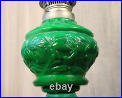 Antique Art Deco Bohemian Table Oil Lamp Malachite Slag Glass Heinrich Hoffman