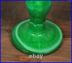 Antique Art Deco Bohemian Table Oil Lamp Malachite Slag Glass Heinrich Hoffman