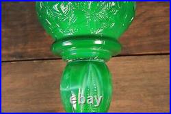 Antique Art Deco Bohemian Table Oil Lamp Malachite Slag Glass Heinrich Hoffman