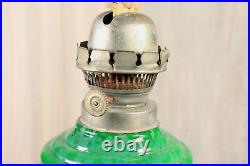 Antique Art Deco Bohemian Table Oil Lamp Malachite Slag Glass Heinrich Hoffman
