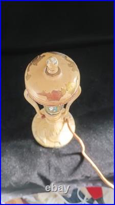 Antique Art Deco Cast Iron Slag Glass Petite Lamp Base