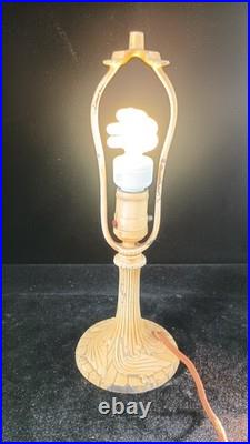 Antique Art Deco Cast Iron Slag Glass Petite Lamp Base