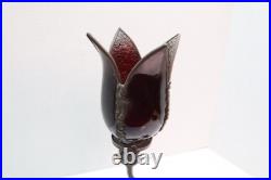 Antique Art Deco Elephant Figural Table Lamp Slag Glass Tulip Shade Light VTG