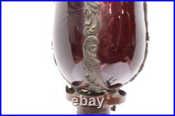 Antique Art Deco Elephant Figural Table Lamp Slag Glass Tulip Shade Light VTG