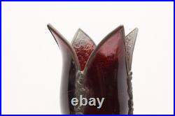 Antique Art Deco Elephant Figural Table Lamp Slag Glass Tulip Shade Light VTG