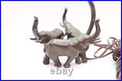 Antique Art Deco Elephant Figural Table Lamp Slag Glass Tulip Shade Light VTG