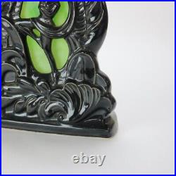 Antique Art Deco Figural Pottery and Slag Glass Table Lamp C1930