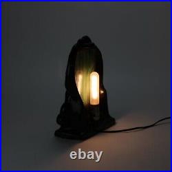 Antique Art Deco Figural Pottery and Slag Glass Table Lamp C1930
