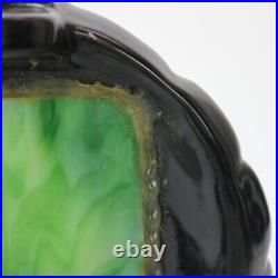 Antique Art Deco Figural Pottery and Slag Glass Table Lamp C1930
