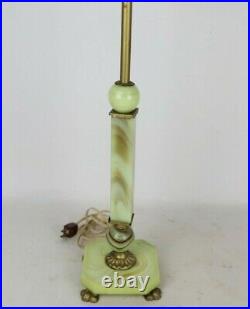 Antique Art Deco Jadeite Uranium Slag Vaseline Houze Glass Lamp Akro Agate Works