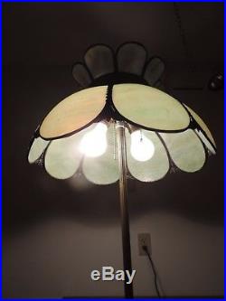 Antique Art Deco Jadite Houze Floor Lamp Green Curved Slag Glass Shade
