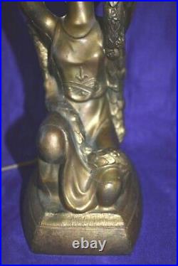 Antique Art Deco Orientalist La Belle Specialty Nude Woman Slag Glass Lamp