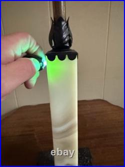 Antique Art Deco Uranium Green Slag Glass Table Lamp 28