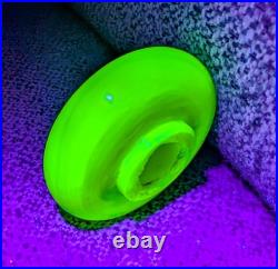 Antique Art Deco Uranium Vaseline Custard Slag Glass Lamp Donut Spacer Part. 2