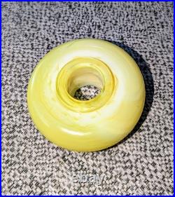 Antique Art Deco Uranium Vaseline Custard Slag Glass Lamp Donut Spacer Part. 2