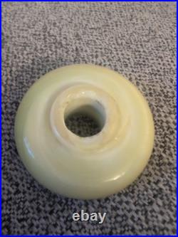 Antique Art Deco Uranium Vaseline Custard Slag Glass Lamp Donut Spacer Part. 2