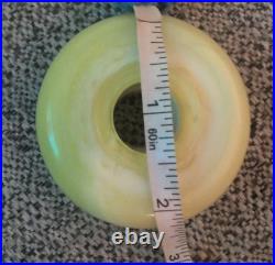 Antique Art Deco Uranium Vaseline Custard Slag Glass Lamp Donut Spacer Part. 2