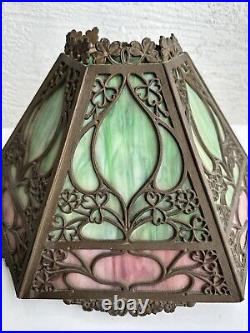 Antique Art Nouveau 12 Panel Slag Glass table lamp shade 2N