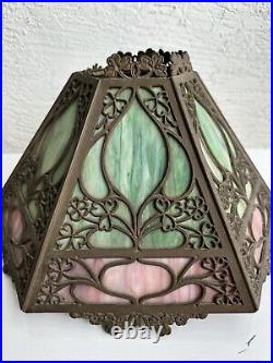 Antique Art Nouveau 12 Panel Slag Glass table lamp shade 2N