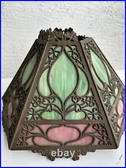 Antique Art Nouveau 12 Panel Slag Glass table lamp shade 2N