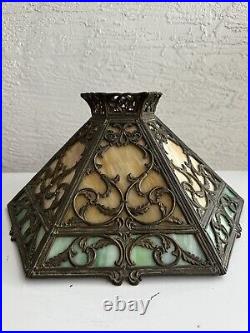 Antique Art Nouveau 12 Panel Slag Glass table lamp shade 3U