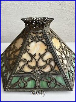 Antique Art Nouveau 12 Panel Slag Glass table lamp shade 3U Antique Art Nouveau 12 Panel Slag Glass table lamp shade 3U