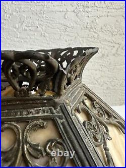 Antique Art Nouveau 12 Panel Slag Glass table lamp shade 3U