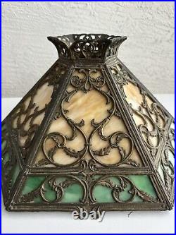 Antique Art Nouveau 12 Panel Slag Glass table lamp shade 3U Antique Art Nouveau 12 Panel Slag Glass table lamp shade 3U