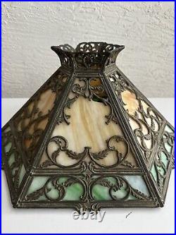Antique Art Nouveau 12 Panel Slag Glass table lamp shade 3U Antique Art Nouveau 12 Panel Slag Glass table lamp shade 3U