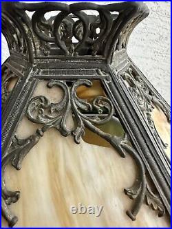 Antique Art Nouveau 12 Panel Slag Glass table lamp shade 3U