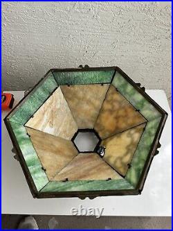 Antique Art Nouveau 12 Panel Slag Glass table lamp shade 3U Antique Art Nouveau 12 Panel Slag Glass table lamp shade 3U
