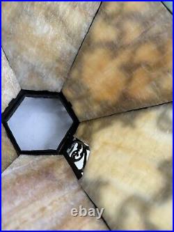 Antique Art Nouveau 12 Panel Slag Glass table lamp shade 3U