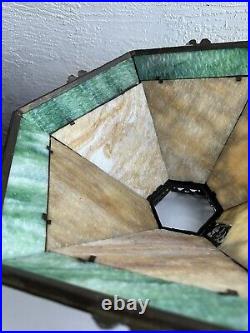 Antique Art Nouveau 12 Panel Slag Glass table lamp shade 3U