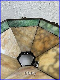 Antique Art Nouveau 12 Panel Slag Glass table lamp shade 3U Antique Art Nouveau 12 Panel Slag Glass table lamp shade 3U
