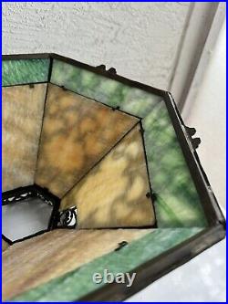 Antique Art Nouveau 12 Panel Slag Glass table lamp shade 3U