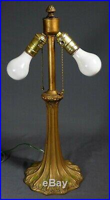 Antique Art Nouveau 20 Table Lamp Curved Slag Carmel Glass Shade- As Is / Parts