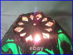 Antique Art Nouveau 6 Panel Slag Glass Figural Shade For Table Lamp Man Woman