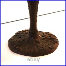 Antique Art Nouveau 8-Panel Curved Slag Glass Umbrella Shade Table Lamp