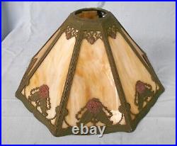 Antique Art Nouveau 8 Panel Slag Glass Lamp Shade
