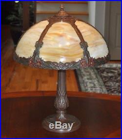 Antique Art Nouveau Arts and Crafts Slag Glass Lamp Rainaud Miller