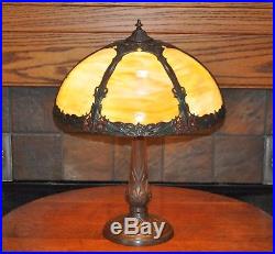 Antique Art Nouveau Arts and Crafts Slag Glass Lamp Rainaud Miller