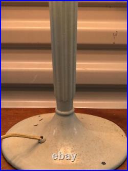 Antique Art Nouveau Bent Slag Glass Blue Cotton Candy Lamp B & H Style
