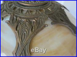 Antique Art Nouveau Bent Slag Glass Lamp Bradley & Hubbard Miller Handel Empire